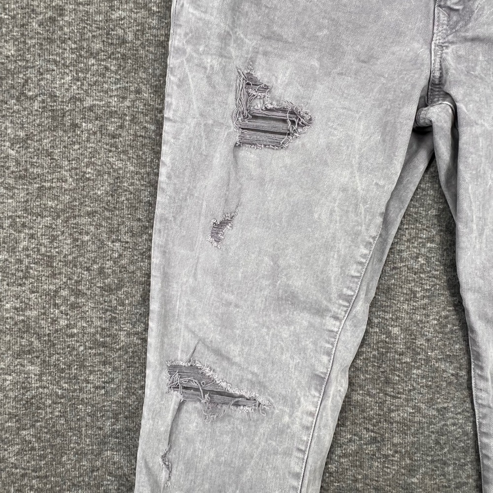 American Eagle Airflex+ Skinny Jeans Mens Grey Distressed Acid Wash Denim 33 - Picture 5 of 11